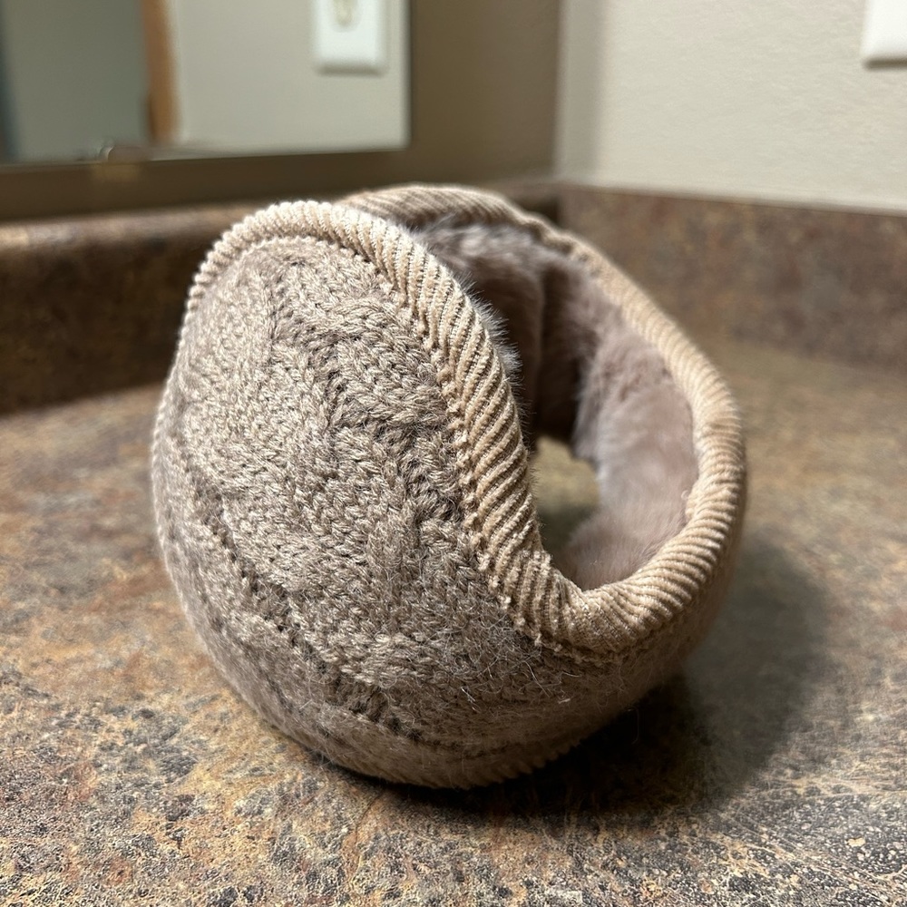 Unisex Warm Knit Earmuffs, Cashmere Winter Pure Color, Fur Earwarmer Adjustable